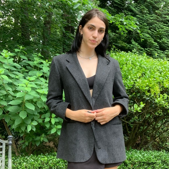 Dark gray wool blazer. - Picture 2 of 5